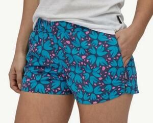 Patagonia womens barely baggies 2.5" blue floral shorts SM
